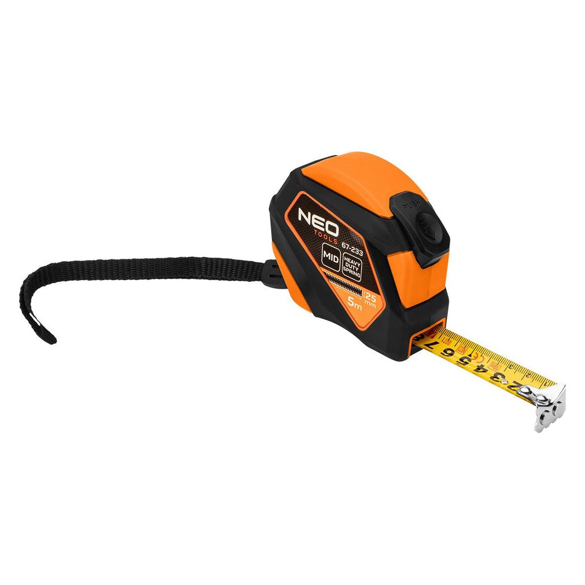 Neo Stahlbandmass 5 m x 25 mm, selbstverriegelnd, Stopptaste, Magnet (5 m) (47600090)