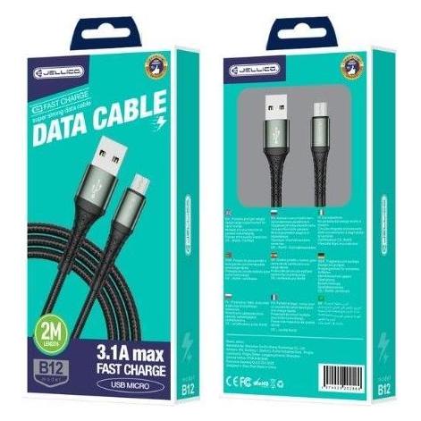 Jellico B12 Nylon Braided Universal Micro USB to USB Data&Fast 3.1A Charger Cable 2m (2 m) (47922352)