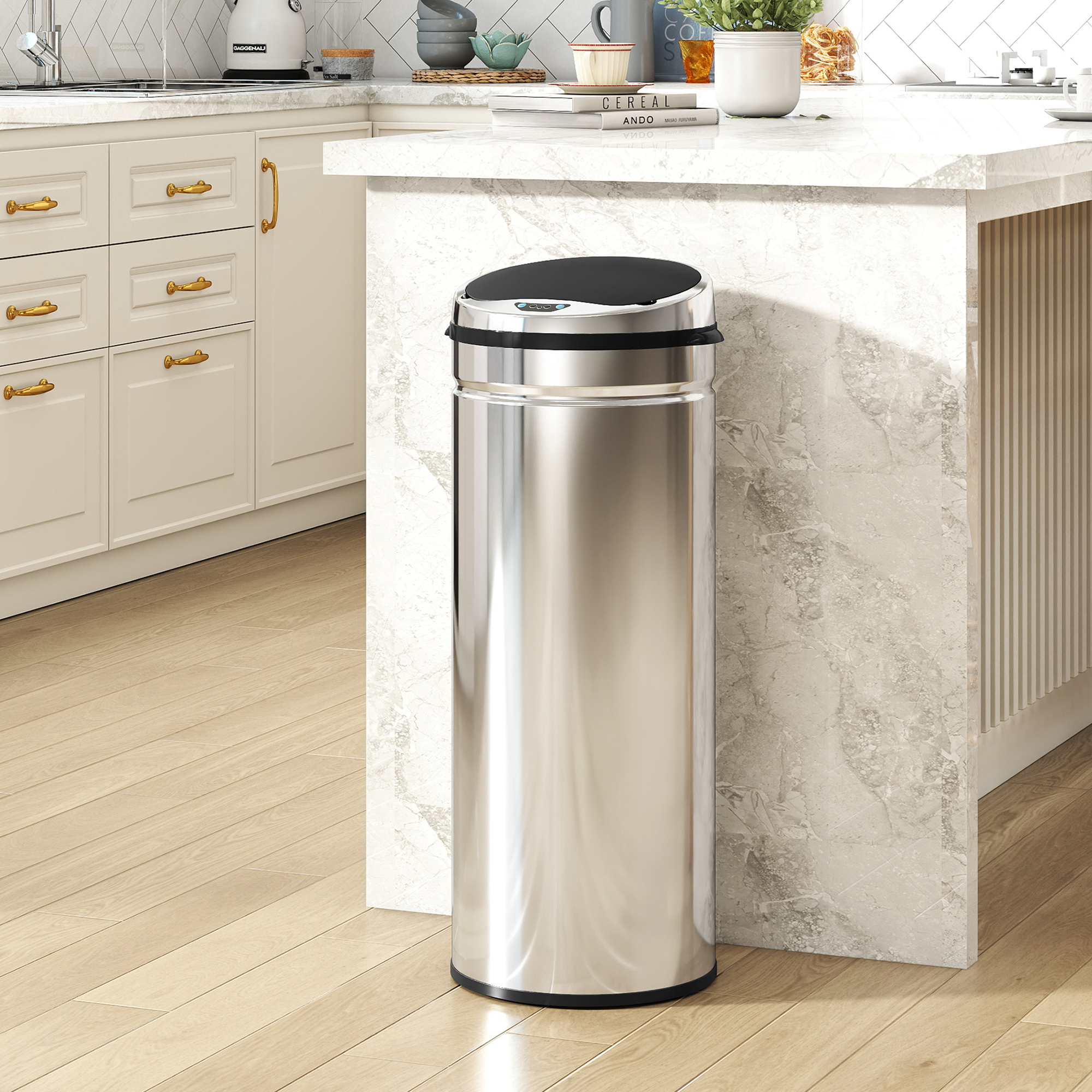Homcom Cestino automatico 50 L con sensore di movimento, nero e argento   Aosom Italy