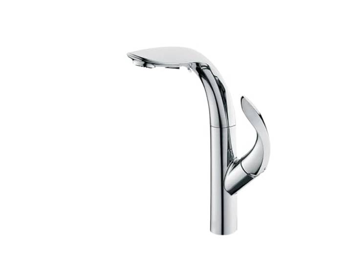 Luxus-Küchenarmatur aus Goldmessing mit ausziehbarem Design, 2-Funktions-Einhand-Kalt- und Warmwasserhahn doppelter Steuerung Kommerziell(Chrome)
