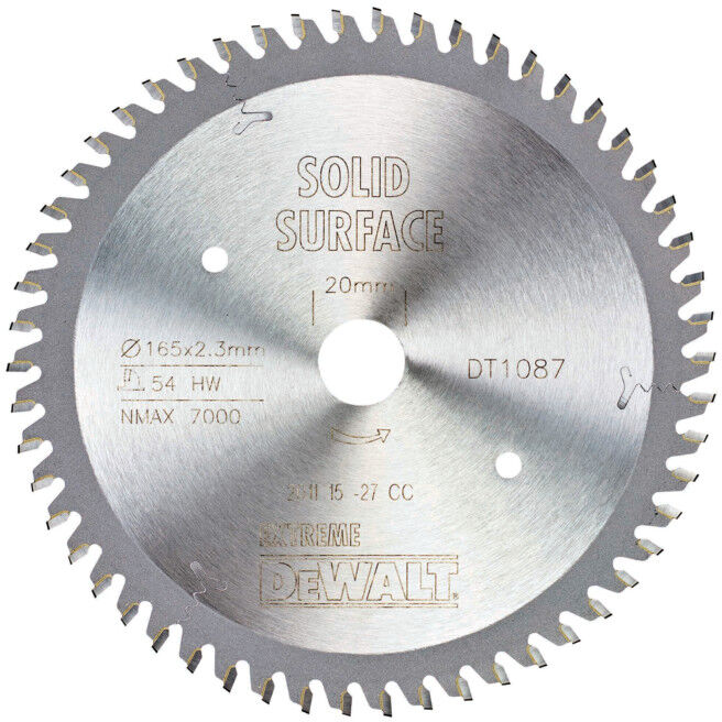 Scie circulaire manuelle à lame circulaire DEWALT 165/20 mm 54TFZ DT1087-QZ (DT1087-QZ)