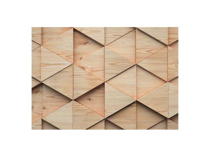 Wallfluent Fototapete 208x146 cm - Holzmosaik, Beige, 208x146 cm, Tapeten & Wandverkleidungen, Fototapeten