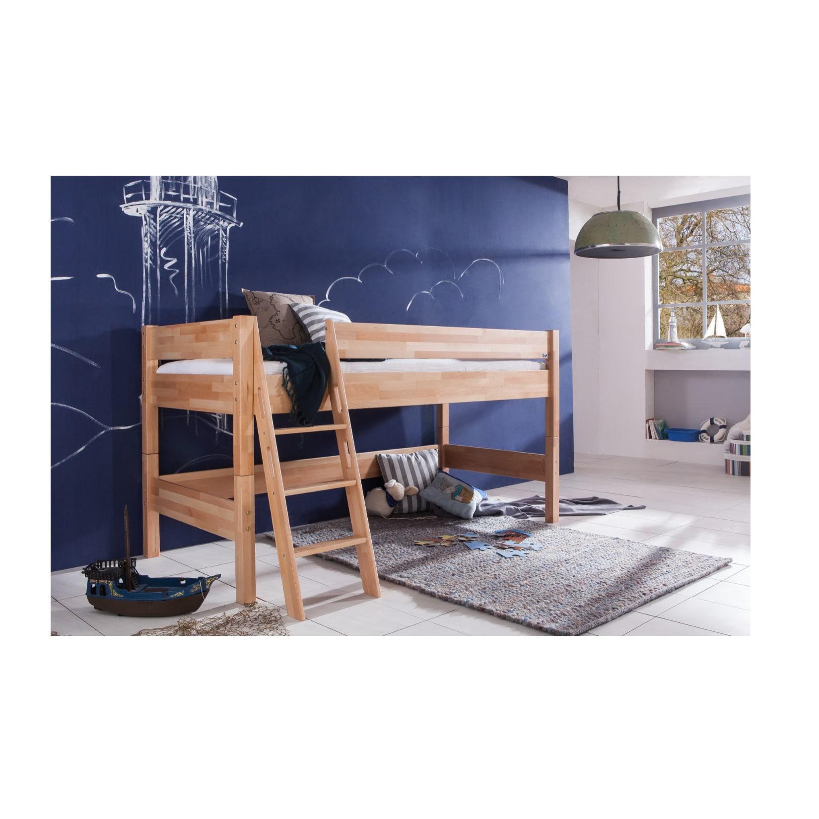 Relita - Halbhohes Spielbett KIM Buche massiv natur lackiert