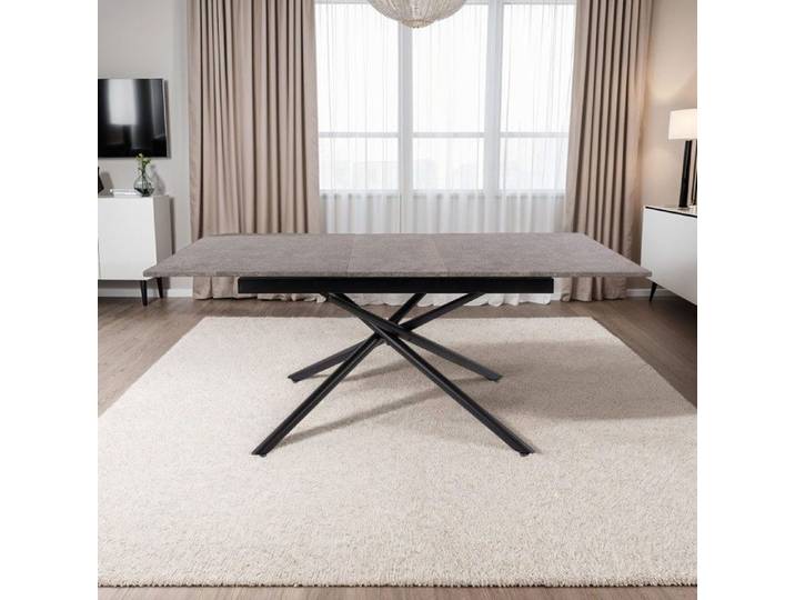 Table extensible 160/200x90x76 cm effet granit et noir - MINDY