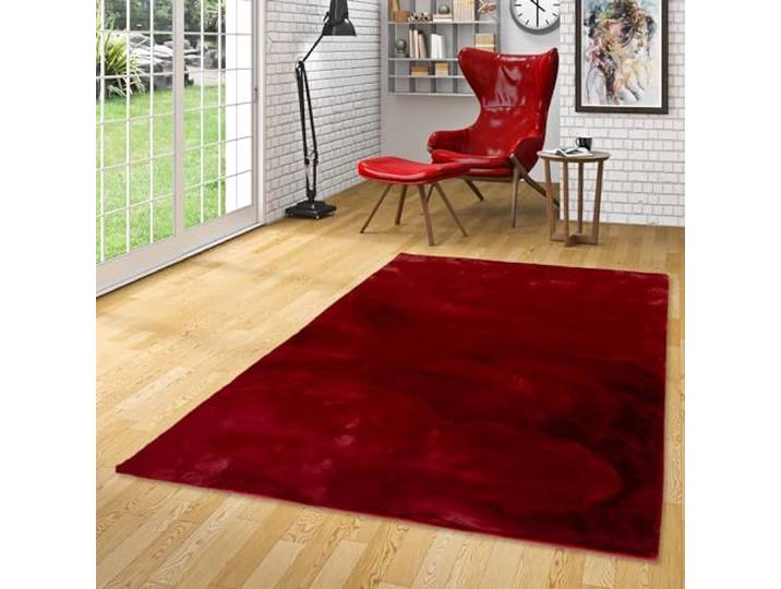 Pergamon Luxus Super Soft Kunst Fellteppich Plush Rot in 7 Größen