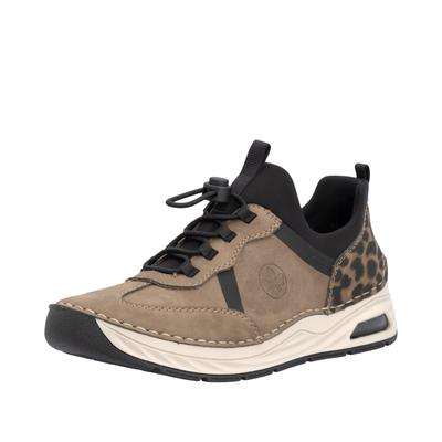 Slip-On Sneaker RIEKER, Damen, Gr. 43, braun, kombiniert, Lederimitat, Schuhe, Schlupfschuh, Slipper, Freizeitschuh, Halbschuh mit Leo-Einsatz, Topseller