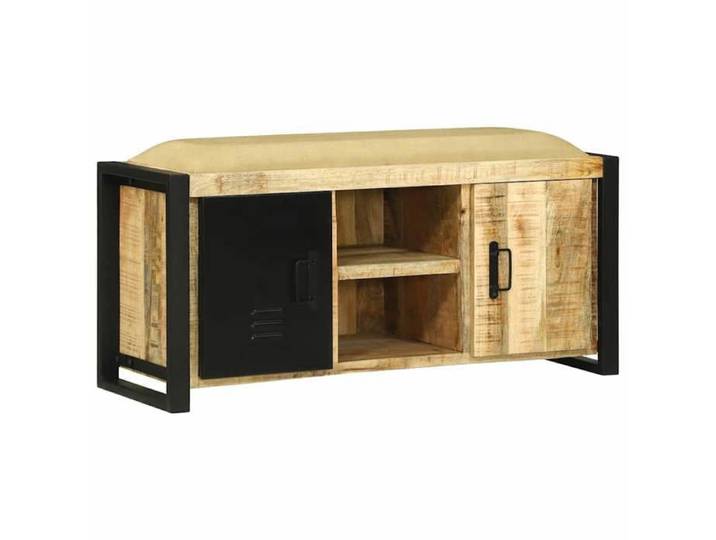 Marron Cabinet Banc Marron 100x35x50 cm Bois de manguier massif - Banc coffre H6352