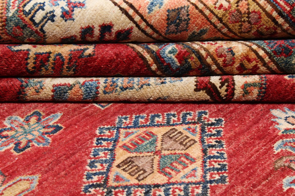 Super Kazak Handgeweven Tapijt van Kelim Shop met Diamantmotief en Wol