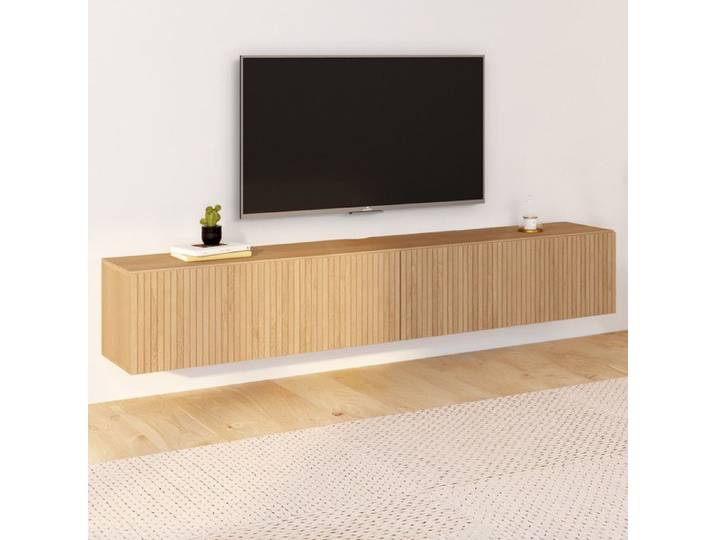 ID MARKET meuble tv JULIETTE 2 portes 180 cm bois suspendu