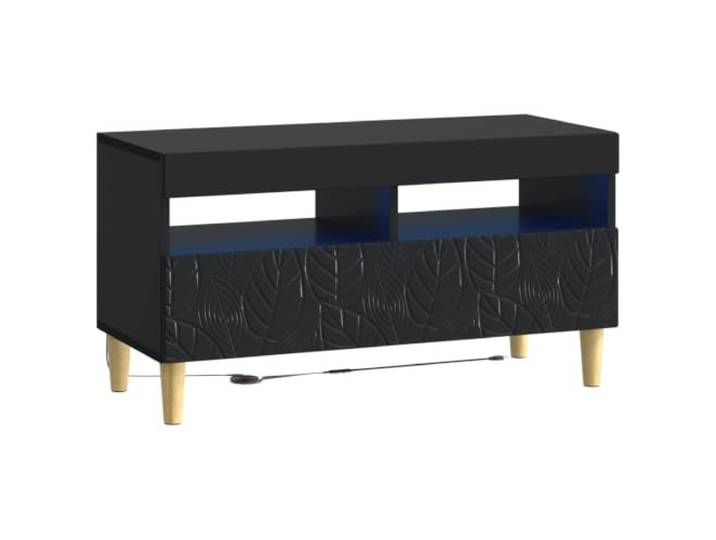 GKHPYURE TV-Schrank mit LED-Beleuchtung, modernes Design, Schwarz Feuchtigkeitsbeständig, großer Stauraum, schlankes Design, reversible Tür, nur für den Innenbereich geeignet