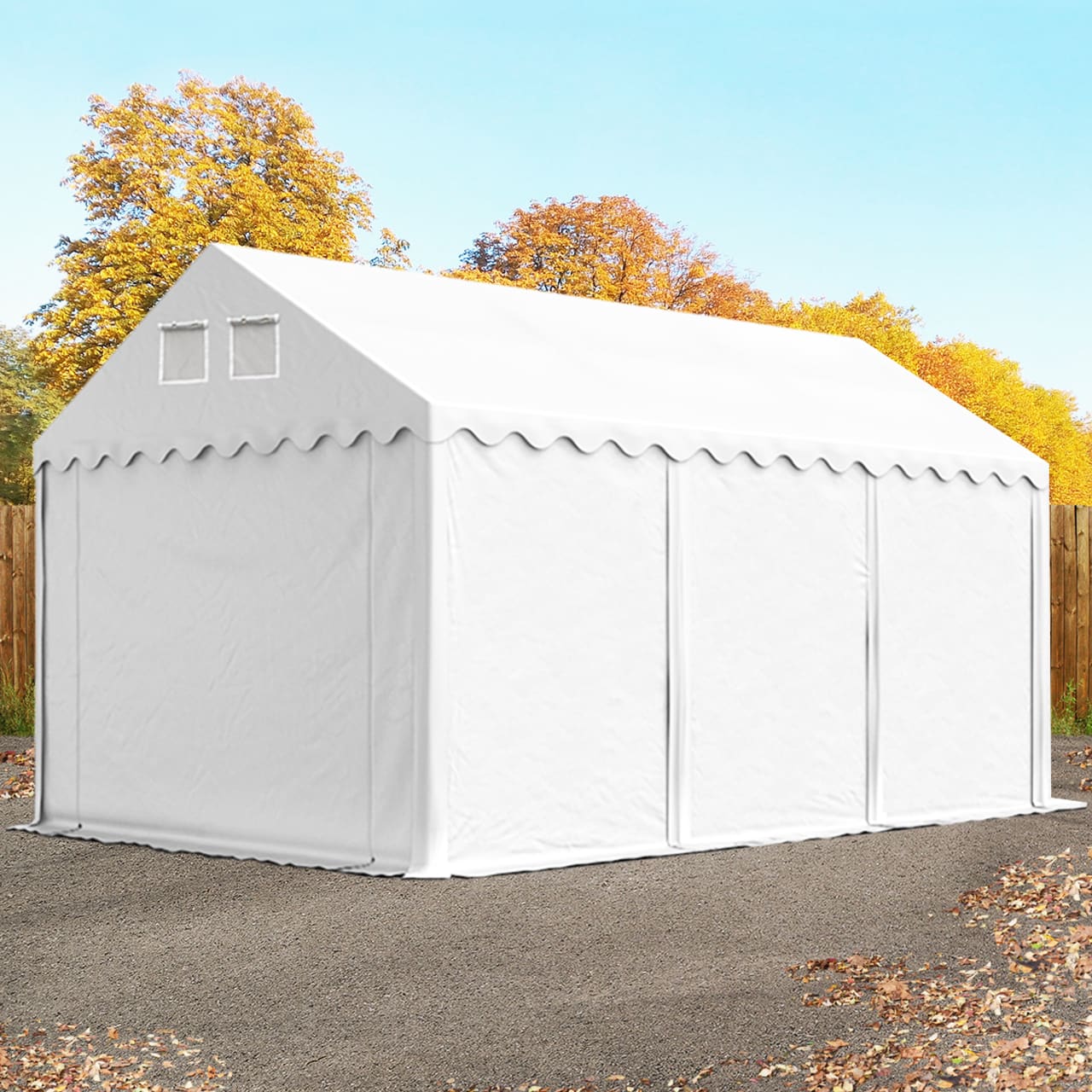 TOOLPORT 3x6m PVC lagertelt, hvid, med bundramme, med statikpakke (blød undergrund) - (57660)