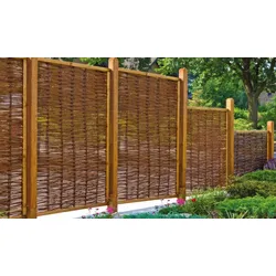Weidenzaun Premium 180 x 180 cm – Sichtschutz aus Weide, braun – Flechtzaun – Weidenruten Sichtschutz für Garten & Terrasse