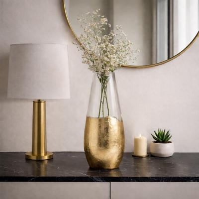 Sagebrook Home Modern Glam Glass Cylinder Dipped Vase