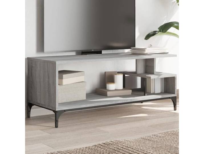 HEFZGDB TV-Schrank Grau Sonoma 102x40x41 cm Holzwerkstoff und Stahl mit Stauraum Industrieller Charme TV-Ständer für Wohnzimmer Möbelstück