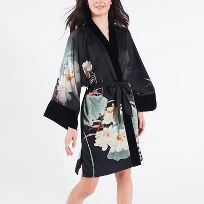 KIM + ONO Maren Black Kimono Wrap Robe - Short   KIM+ONO - black / one size
