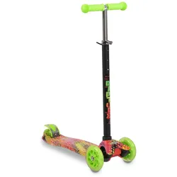 Byox Kinderroller Rapture, Aluminium Scooter mit LED-Rädern, Wassertransferdruck grün