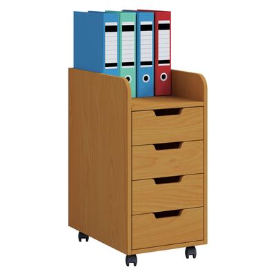 Container VCM "Rollcontainer Bürocontainer Schublade Konal Mini", braun (buche), B:33cm T:40cm, Obermaterial: 100% Holz Wood., Rollwagen, Rollcontainer