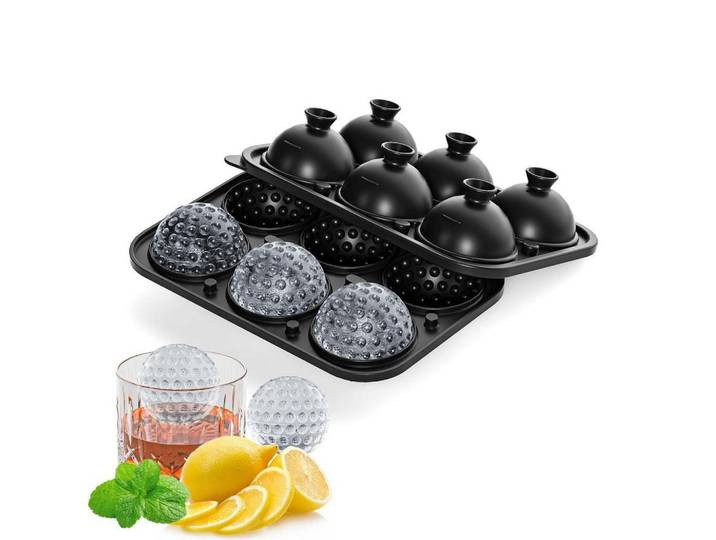 Eiswürfelform Kugeln Golfball-Optik 5.5 cm, Schwarz, Kunststoff, 6.7x21x14.5 cm, Barzubehör & Weinzubehör, Barzubehör