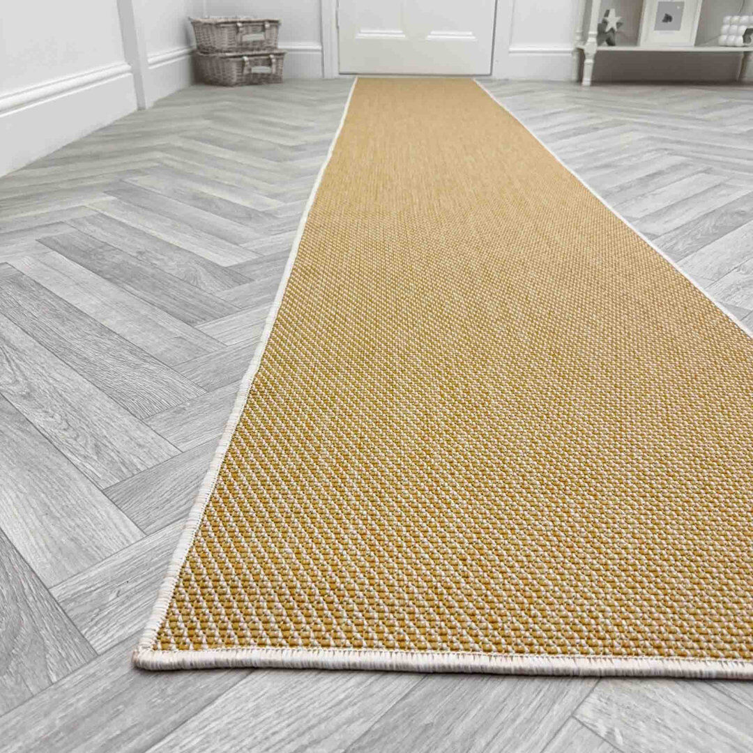 Ebern Designs Runner Flatweave Area Rug Ochre Runner 60 x 240 cm