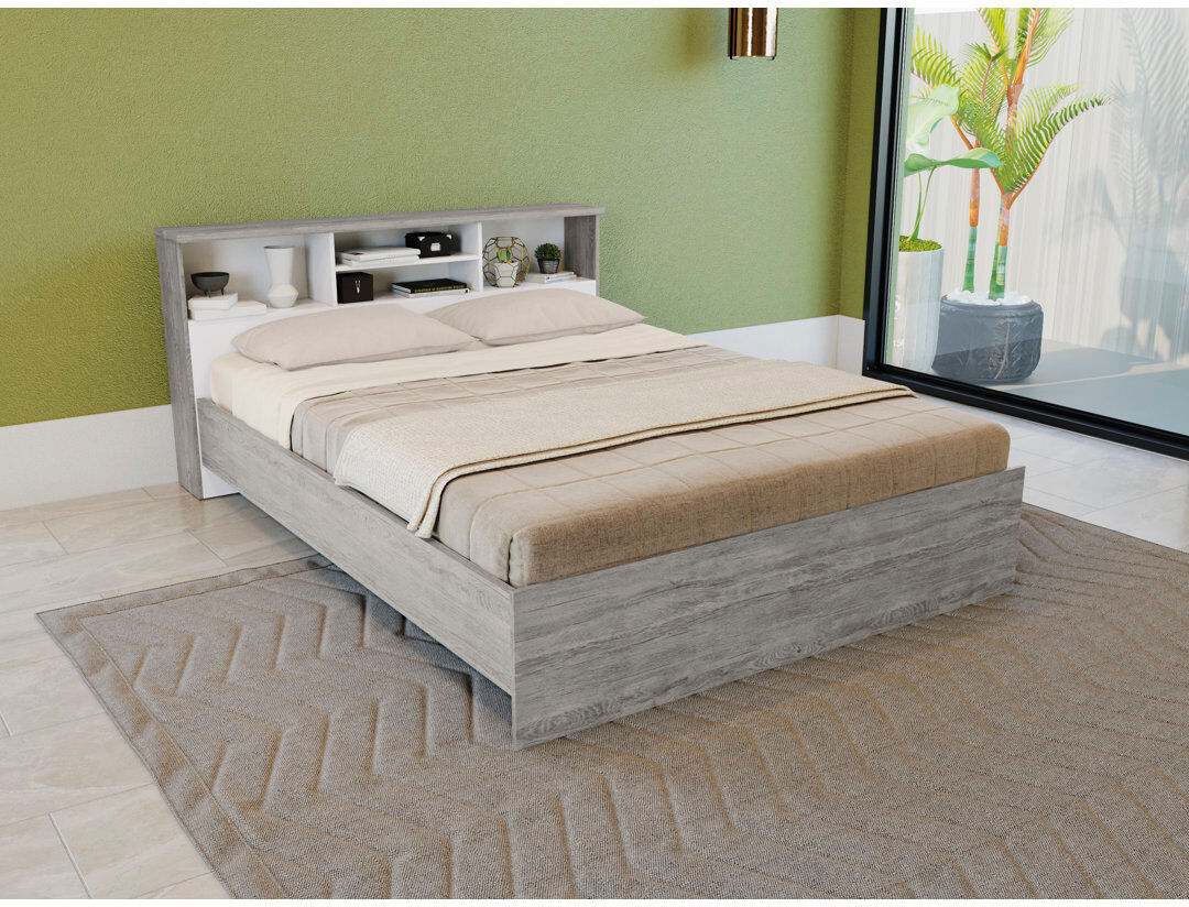 17 Stories Lorrimor Bed White;Gray Kingsize (5')