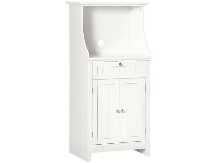 CollaHausse Meuble Micro-Ondes Blanc MDF 1 Tiroir 2 Portes 60x40x123 cm