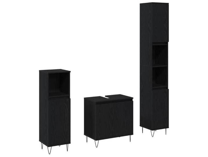 FAF-NEUF* Ensemble de meubles de salle de bain 3 pièces - chêne noir - bois d'ingénierie JUIN704588