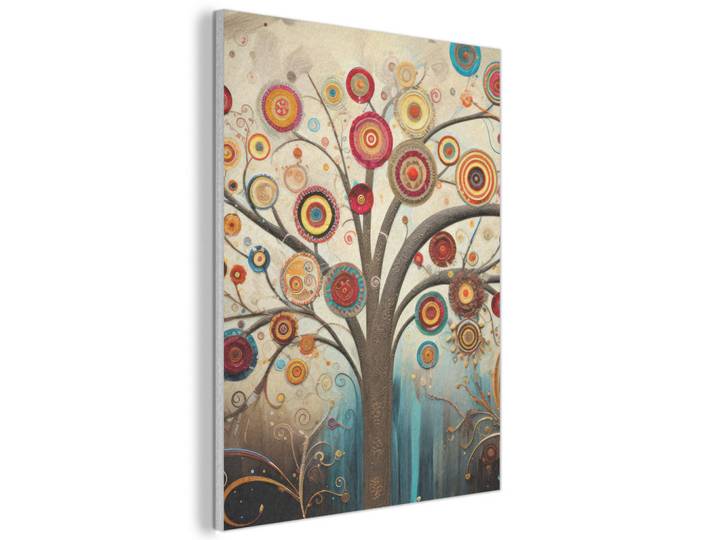 MuchoWow Akustikbild - Baum - Baum des Lebens - Farbe - 70x100, Braun, Kunststoff, Rechteckig, 70x100x0.9 cm, Wandverkleidung, Akustikpaneele