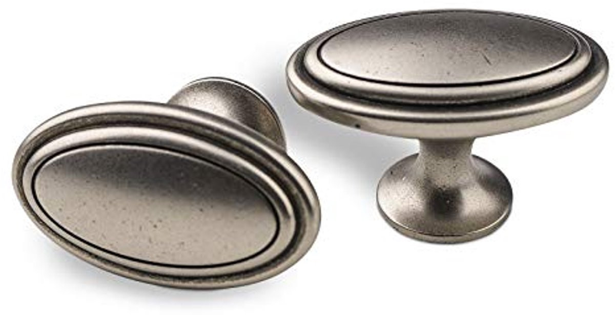 Meubelknop OVAL Oudzilver Zinkkleurig voor Keuken en Meubels