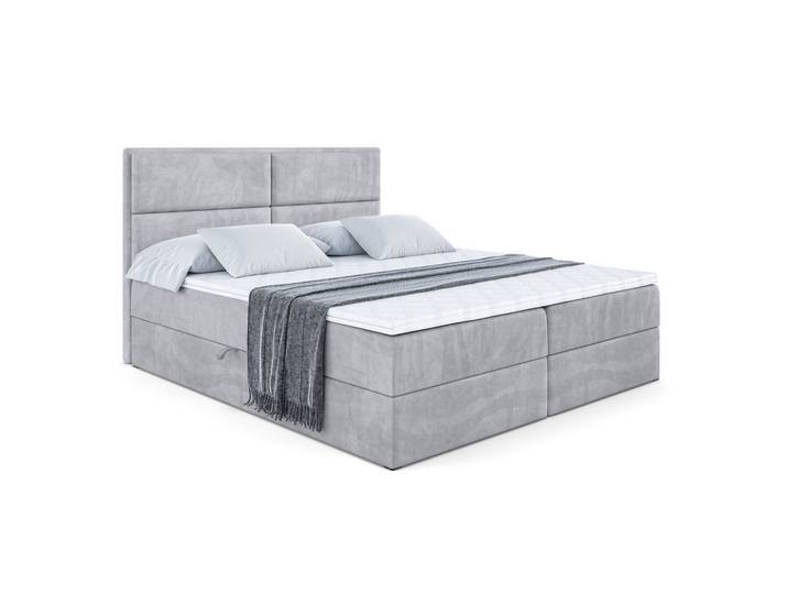 BOXBETT mit Matratze H3 und Lattenrost - AURA - 120x200 Hellgrau