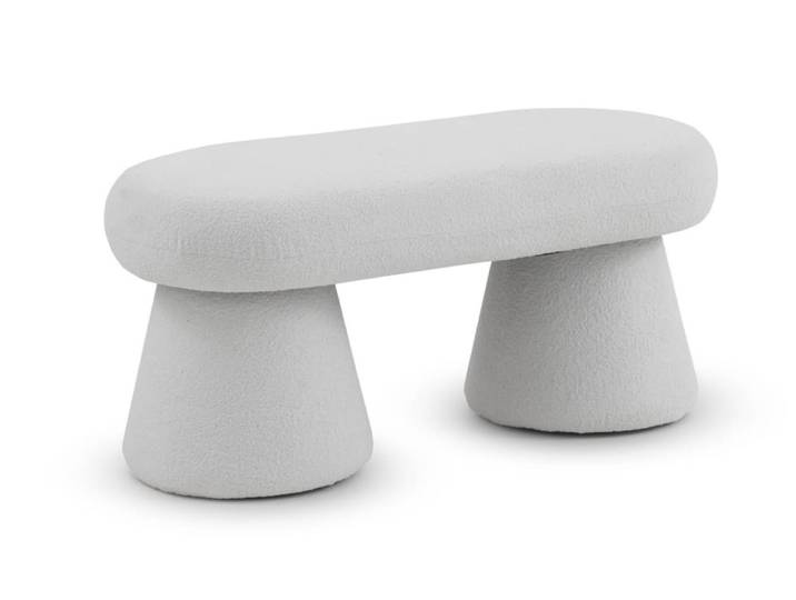 Banc tapissé avec structure et pieds en boucle blanche