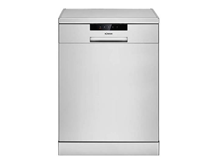 Bomann GSP 7410 Geschirrspüler, Stand/Unterbau, 60 cm Ausführung, 14 Maßgedecke, 6 Programme, LED- Display/Kontrollanzeigen, Reinigungstemperaturen 45°C - 65°C, Edelstahl, silber [Energieklasse E]