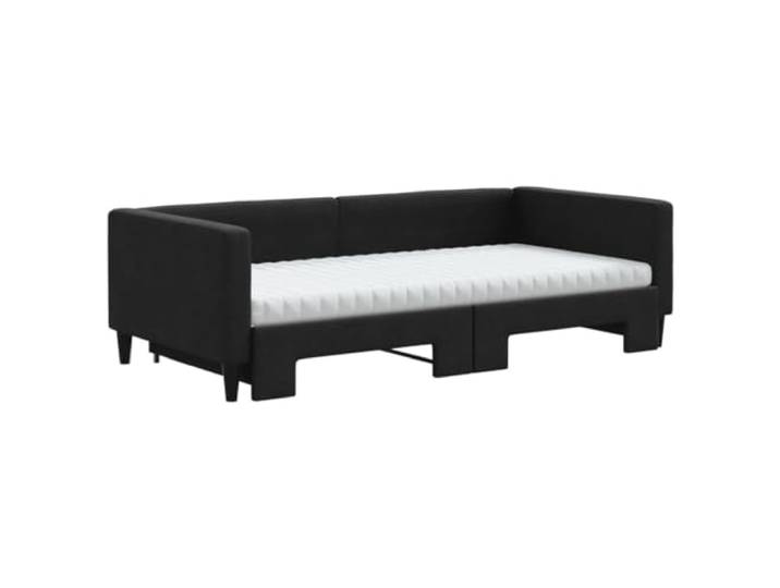 KTHLBRH Ausziehbares Schlafsofa schwarz mit 2 Matratzen 100 x 200 cm Gestell aus Holz und Metall, Polyestergewebe, 223 x 110 x 68 cm, Wohnzimmer und Schlafzimmer
