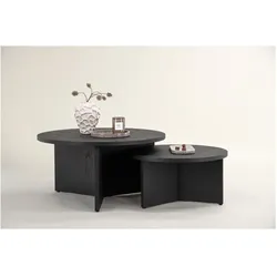 Ebuy24, Couchtisch + Beistelltisch, Saltö Couchtisch Set mit 2 schwarz. (65 x 65 x 33 cm)