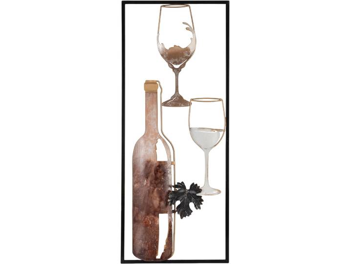 Metallbild BÖNNINGHOFF WEINFLASCHE UND WEINGLÄSER 25x61 cm – Deko modern , braun (farbe bild(er): kupfer, rose), B:25cm H:61cm T:1,91cm, Metall, Bilder, Metallbild, Wanddekoration
