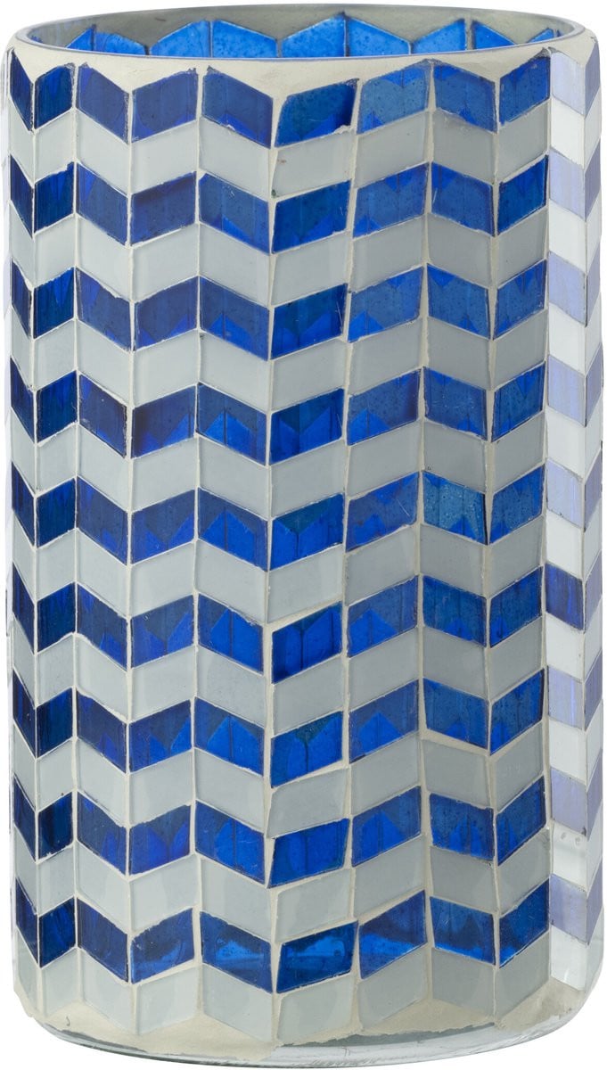 J-Line kaarshouder glas blauw/wit large