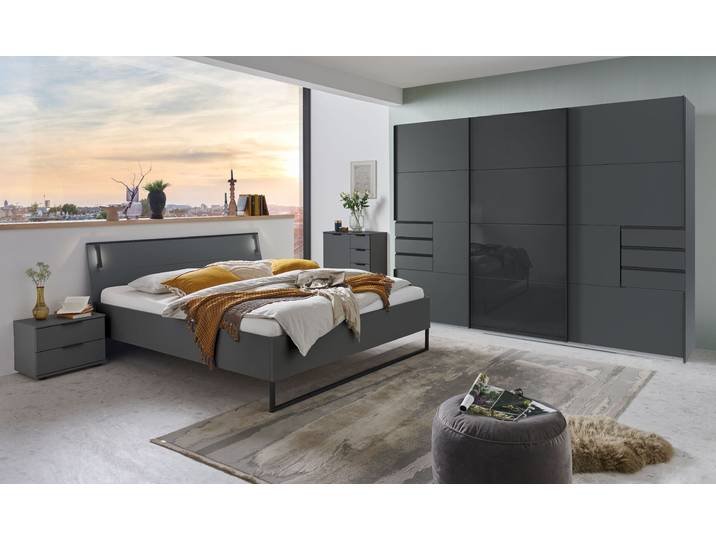 Schwebetürenschrank Tilburg - Schubladen 270cm Grau/Graphit