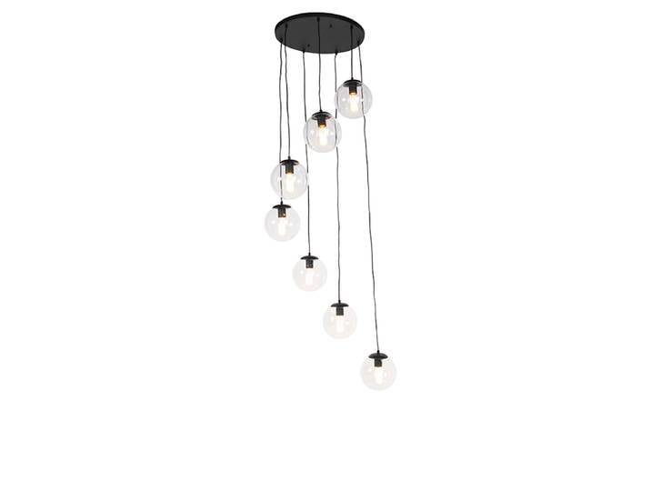Suspension Art Déco noire 7 lumières - Pallon