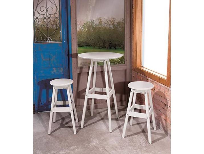 Venprodin Tramontine Table haute ronde en bois blanche