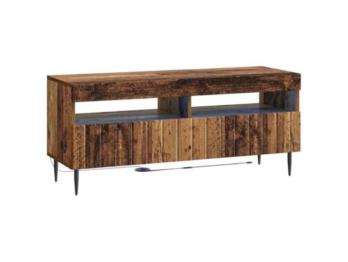 TV-Möbel mit LED aus Holz, Farbe Holz, moderner Stil 90° drehbare Scharniertür, feuchtigkeitsbeständig, Gewicht 16,86 kg, platzsparendes Design, mehrere Fächer