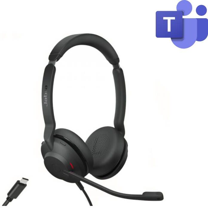 Jabra GN Jabra Evolve2 30 MS Duo USB-C SE Micro-casque filaire avec connexion USB-C et certification Microsoft Teams.