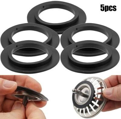 Inspire Select 5 Pcs Sink Drain Rubber Seal Gaskets Universal Replacement Washers For Basket Strainer Plugs 3.25 In