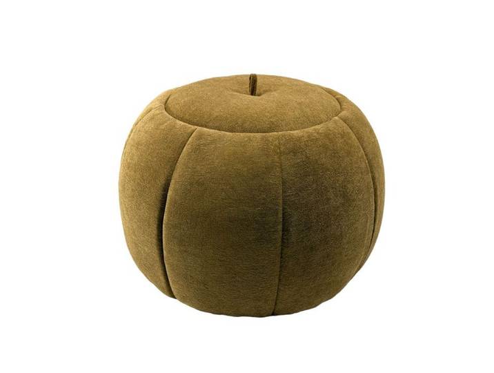 Pouf Pumpkin Ø60 cm rond en tissu moutarde - Amadeus