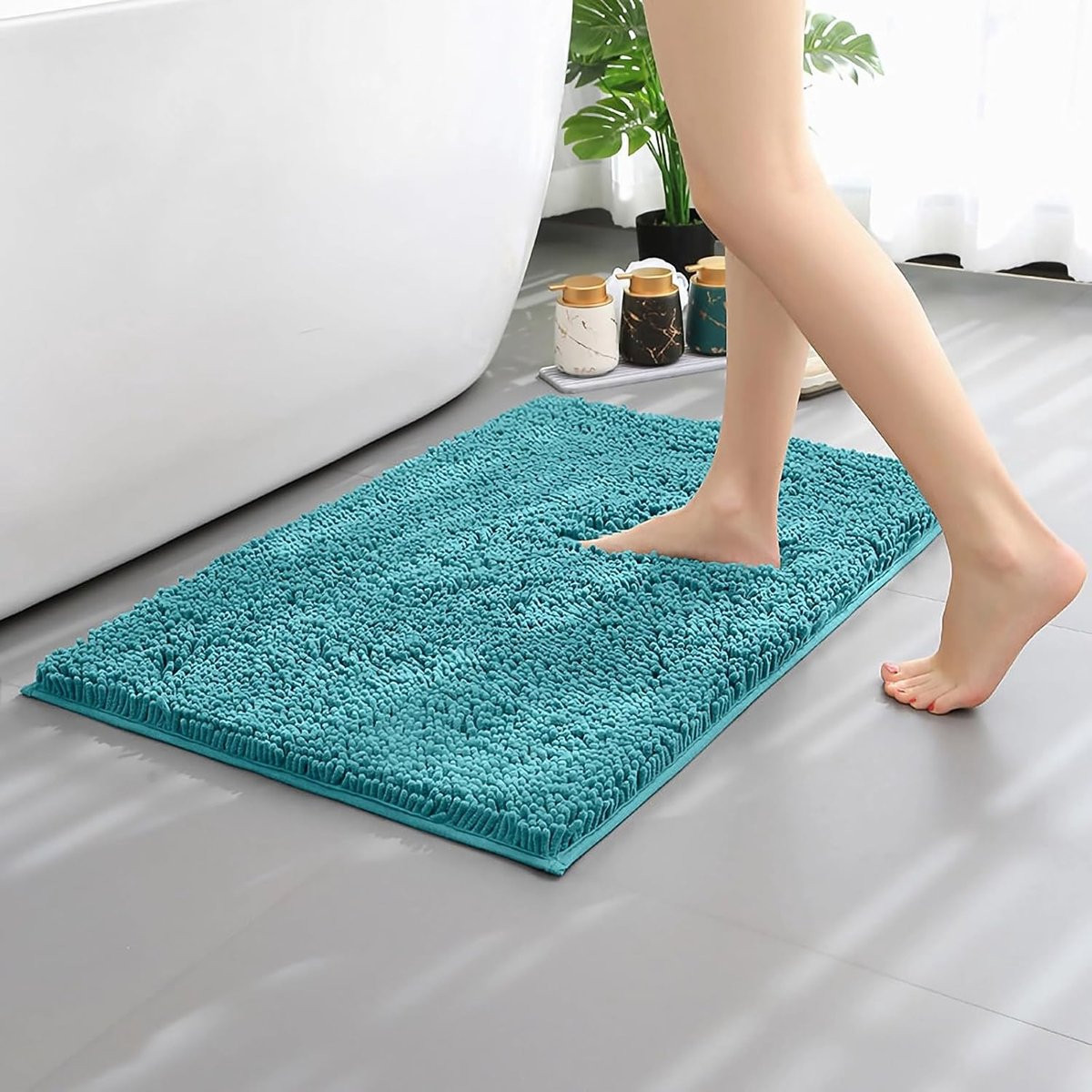 Badmat Set Turquoise - Extra Zachte en Absorberende Vloermat voor de Badkamer - 60 x 24 cm