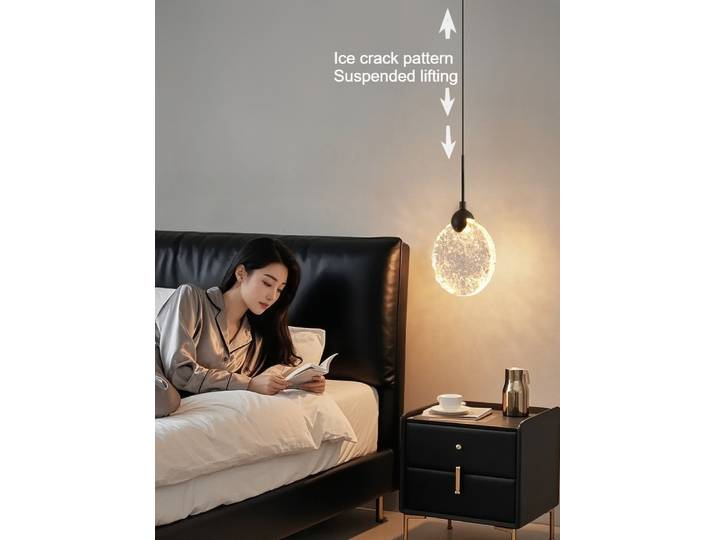 Lampes suspendues de chevet LED nordiques lampes suspendues en cristal lustre élévateur et flottant salon salle à manger chambre Luminaires