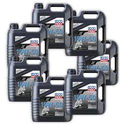 7x Motoröl LIQUI MOLY 1689 Motorbike 4T 15W-50 Street 4 Takt synthetisch 4 Liter