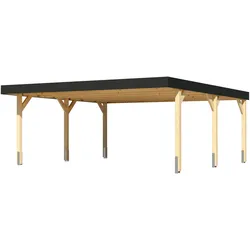 Karibu Carport Doppelcarport Leimholz 1/2 ohne Rundbögen 558 x 576,5 cm (Doppelcarport Leimholz 1) inkl. gratis H-Pfostenanker