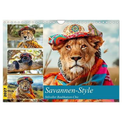 Savannen-Style. Stilvoller Raubkatzen-Chic (Wandkalender 2027 DIN A4 quer), CALVENDO Monatskalender