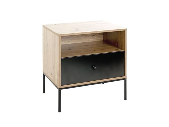 möbelando Konsole >54413< in Eiche, schwarz, MDF, Metall - 55x60x42cm (BxHxT)