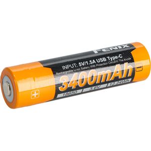 Fenix Akku ARB-L18-3400U, 3,6 V, 3400 mAh, 18650, Li-Ion, mit USB-C Ladeanschluss, 1 Stück