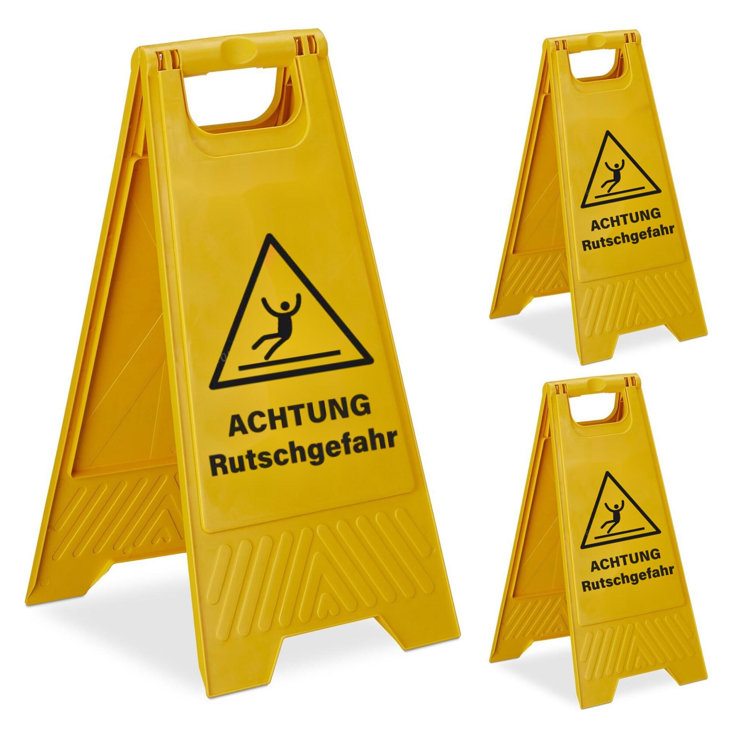 Relaxdays Achtung Rutschgefahr Aufsteller 3er Set (4052025514082)